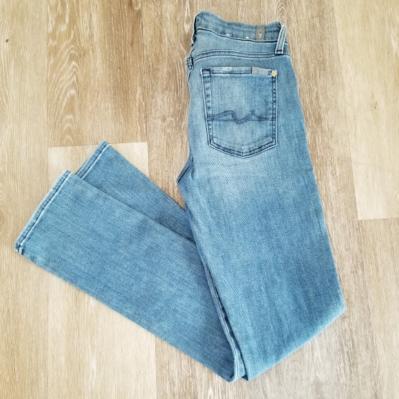7 for all Mankind Women's Mid Rise Straight Leg - Boot cut Denim Jean's sz 29 - Picture 14 of 14